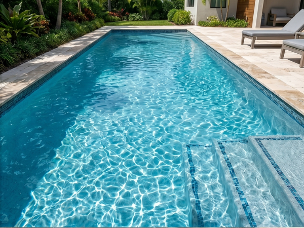 Piscina cristalina após tratamento